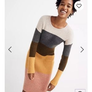 Madewell Colorblock Midi Sweater Dress in Coziest